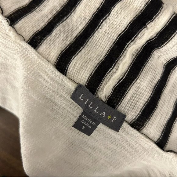 LILLA P black and white stripe open cardigan S - Picture 6 of 12